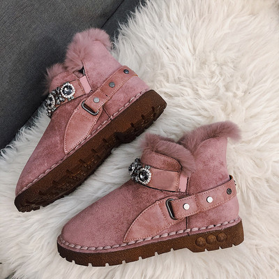 Női téli csizma puha béléssel, fekete, rózsaszín és narancssárga pehelyszínnel