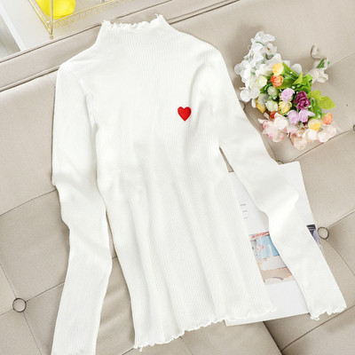 Μοντέρνο γυναικείο πουλόβερ με κεντήματα και χαμηλό κολάρο σε διάφορα χρώματα