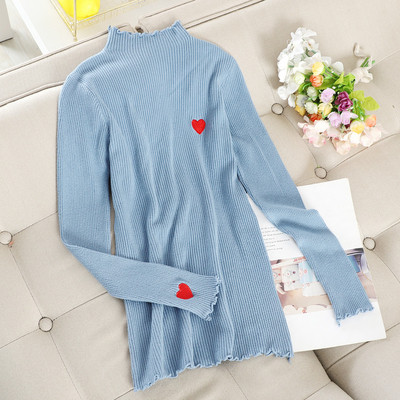 Μοντέρνο γυναικείο πουλόβερ με κεντήματα και χαμηλό κολάρο σε διάφορα χρώματα