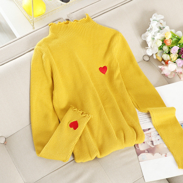 Μοντέρνο γυναικείο πουλόβερ με κεντήματα και χαμηλό κολάρο σε διάφορα χρώματα