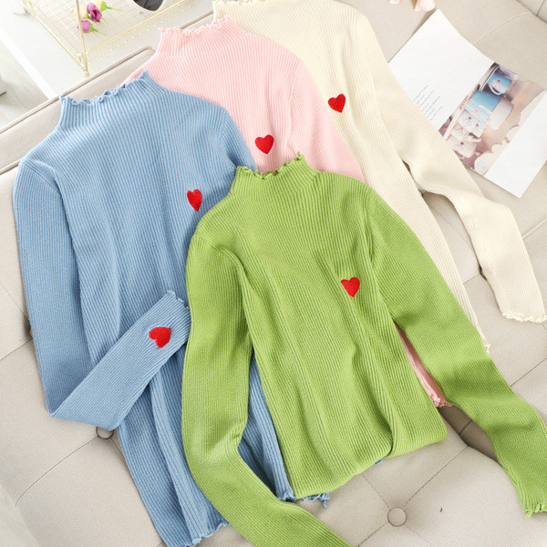 Μοντέρνο γυναικείο πουλόβερ με κεντήματα και χαμηλό κολάρο σε διάφορα χρώματα