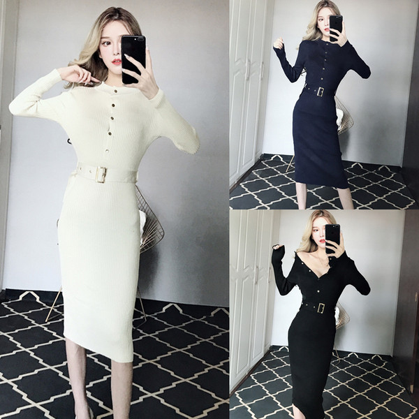 Női testhezálló ruha övvel és gombokkal, három színben