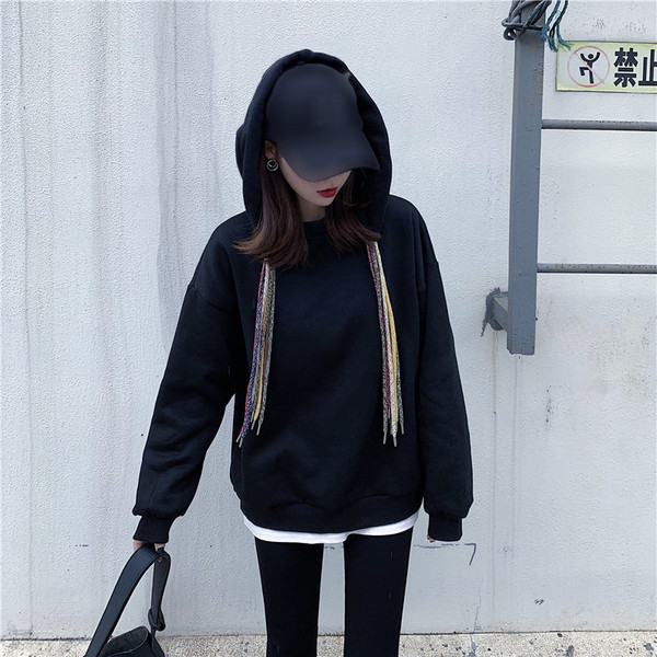 Γυναικείο casual φούτερ με χρωματιστά κορδόνια