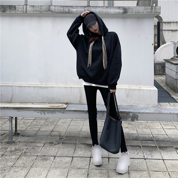 Γυναικείο casual φούτερ με χρωματιστά κορδόνια