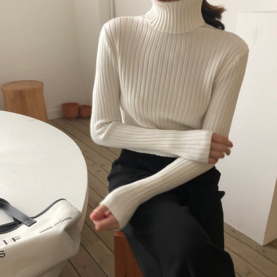 Modern női pulóver magas pólógallérral, több színben