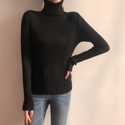 Modern női pulóver magas pólógallérral, több színben