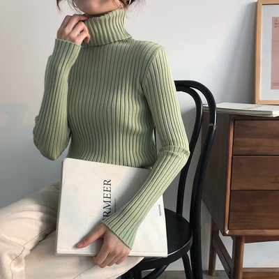 Modern női pulóver magas pólógallérral, több színben