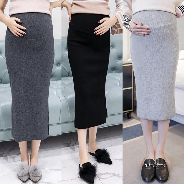 Alkalmi női hosszú szoknya várandós nők számára, három színben