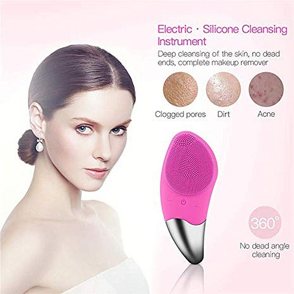 Ηλεκτρική συσκευή σιλικόνης USB  Deep Καθαριστικό προσώπων σε ροζ, πράσινο και μοβ χρώμα
