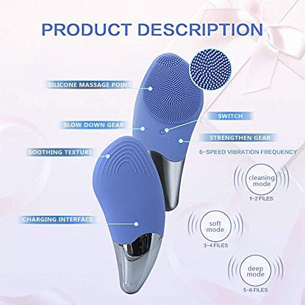 Ηλεκτρική συσκευή σιλικόνης USB  Deep Καθαριστικό προσώπων σε ροζ, πράσινο και μοβ χρώμα