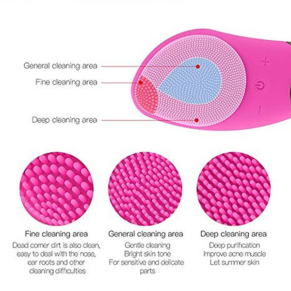 Ηλεκτρική συσκευή σιλικόνης USB  Deep Καθαριστικό προσώπων σε ροζ, πράσινο και μοβ χρώμα