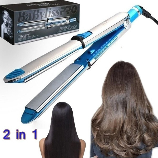 Press for straightening and curling hair with ceramic coating and ions in gray color