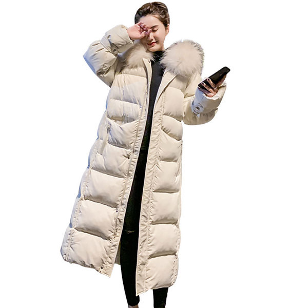 Μοντέρνο χειμωνιάτικο γυναικείο μπουφάν με κουκούλα σε λευκό και μαύρο χρώμα