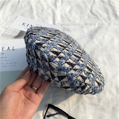 Μοντέρνο γυναικείο καπέλο σε τρία χρώματα - τύπου μπερέ