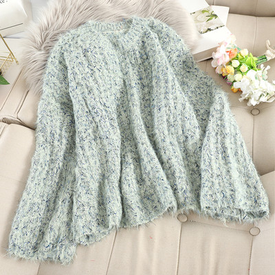 Μοντέρνογυναικείο πουλόβερ με κυκλική λαιμόκοψη σε τρία χρώματα