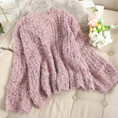 Μοντέρνογυναικείο πουλόβερ με κυκλική λαιμόκοψη σε τρία χρώματα