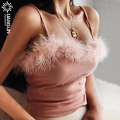 Stílusos, rövid női felső, vékony pántokkal, fehér és rózsaszín tollszínnel