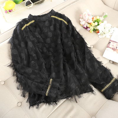 Modern női ing rojtokkal és O-nyakkal, négy színben