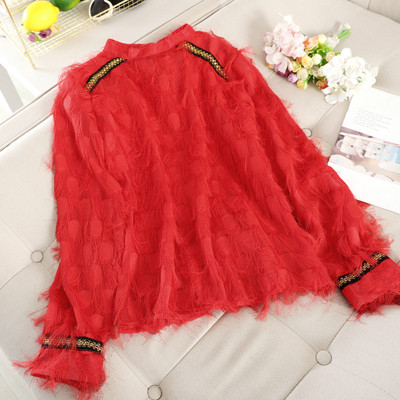 Modern női ing rojtokkal és O-nyakkal, négy színben