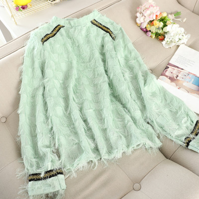 Modern női ing rojtokkal és O-nyakkal, négy színben