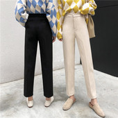 Női egyenes nadrág magas derékkal bézs és fekete színben