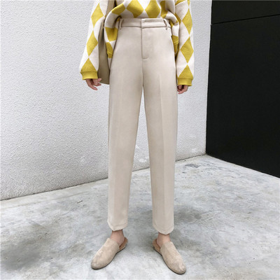 Női egyenes nadrág magas derékkal bézs és fekete színben