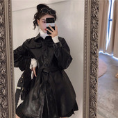 Eko bőrből készült hosszú kabát típusú kabát fehér és fekete színben