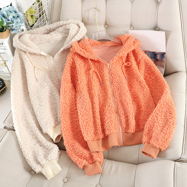 Női pehely pulóver kapucnival és cipzárral több színben