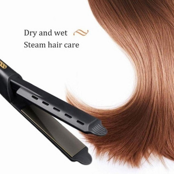 Преса за коса с керамично покритие на плочите и пара подходяща за суха и мокра коса 