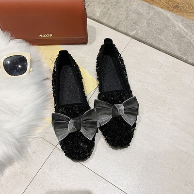 Modern női cipő flitterekkel és szalaggal több színben