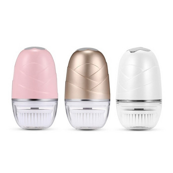Електрически водоустойчив уред за почистване на лице с три приставки в бял, розов и златист цвят 
