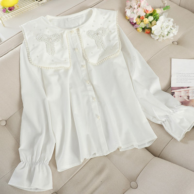 Μοντέρνο γυναικείο πουκάμισο με πέρλες σε διάφορα χρώματα