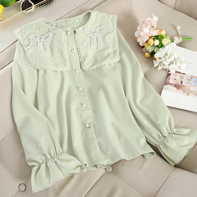 Μοντέρνο γυναικείο πουκάμισο με πέρλες σε διάφορα χρώματα