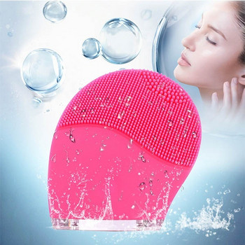Αδιάβροχη βούρτσα σιλικόνης για καθαρισμό προσώπου σε ροζ και μπλε χρώμα