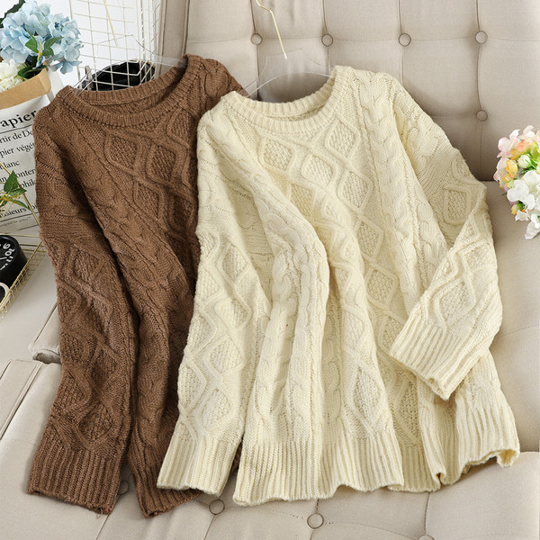 Γυναικείο casual πουλόβερ με στρογγυλό λαιμόκοψη σε διάφορα χρώματα