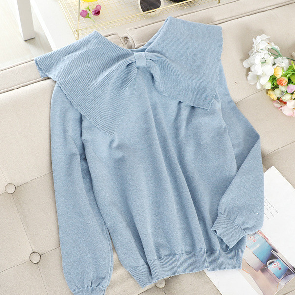 Modern női pulóver szalaggal, többféle színben