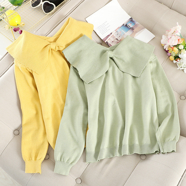 Modern női pulóver szalaggal, többféle színben