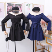 Modern női ruha spitz nyakkivágással - kék, fekete, sárga, zöld és bordó