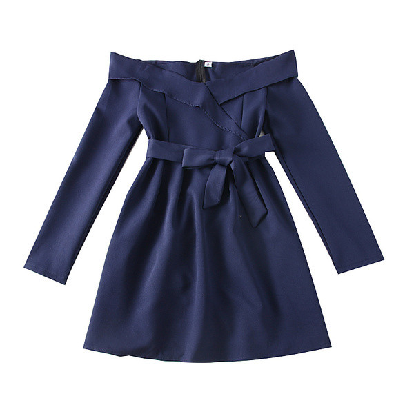 Modern női ruha spitz nyakkivágással - kék, fekete, sárga, zöld és bordó