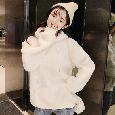 Hanorac de zi cu zi pentru femei, cu glugă și cravate în roz și alb