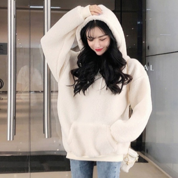 Hanorac de zi cu zi pentru femei, cu glugă și cravate în roz și alb