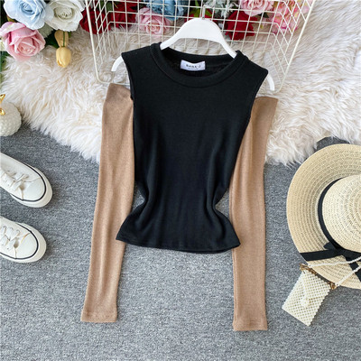 Καθημερινή γυναικεία μπλούζα με ωοειδές λαιμό και γυμνούς ώμους