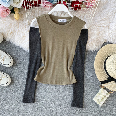 Καθημερινή γυναικεία μπλούζα με ωοειδές λαιμό και γυμνούς ώμους