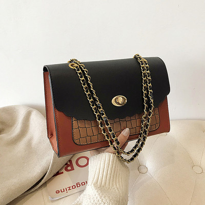 Öko bőrből készült modern női táska fémlánccal, két színben