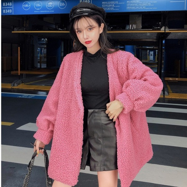 Модерно дамско палто с връзки в син и розов цвят 