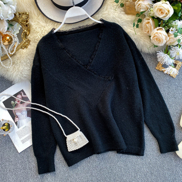 Γυναικείο πουλόβερ με V-λαιμόκοψη σε διάφορα χρώματα