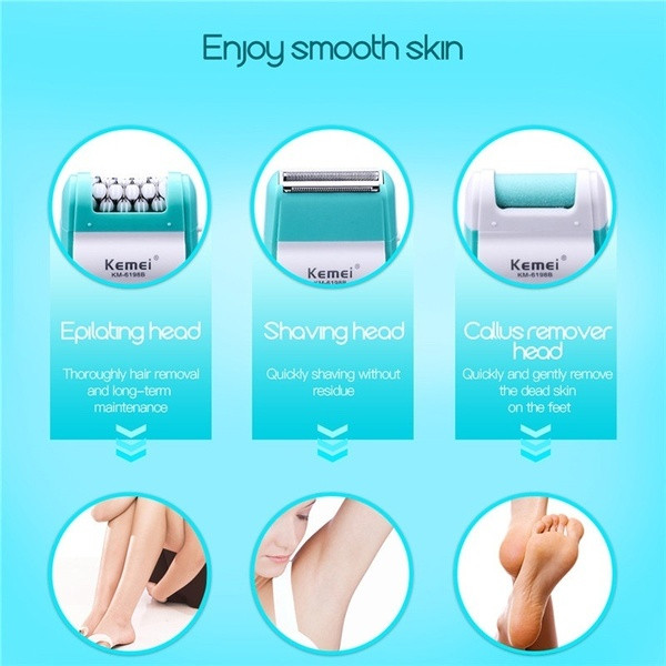 Ηλεκτρική αδιάβροχη αποτριχωτική συσκευή με τρεις προσαρτήσεις