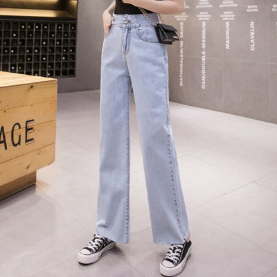 Modern női farmer magas derékkal - széles kék modell