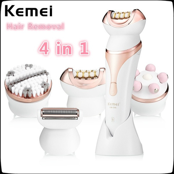 Ηλεκτρική αποτριχωτική μηχανή με τέσσερα εξαρτήματα κατάλληλα για αποτρίχωση, ξύρισμα, μασάζ και καθαρισμό προσώπου