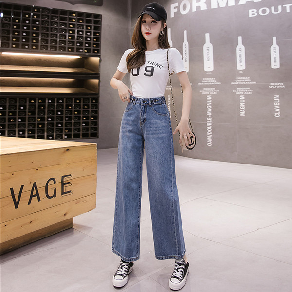 Új modell női farmer széles modell kék színben